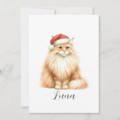 Carte de vacances Chat orange aquarelle au chapeau (Devant)