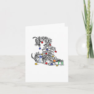 Carte de vacances - chatons contre l'arbre de Noël