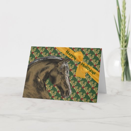 Carte De Vacances Cheval Et Noël Holly (Devant)