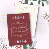 Carte de vacances chic Bow & Trees Doodle Deep Cri