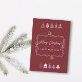 Carte de vacances chic Bow & Trees Doodle Deep Cri