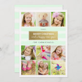 Carte de vacances Chic Mint Gold Photo Collections (Devant / Derrière)