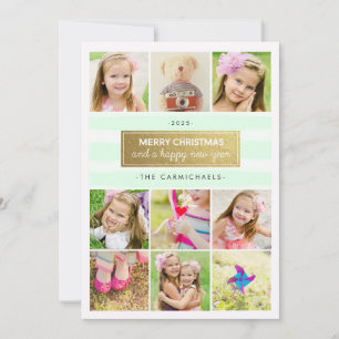 Carte de vacances Chic Mint Gold Photo Collections