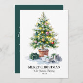 Carte de vacances Chic Watercolor Christmas Tree (Devant / Derrière)