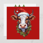 Carte de vacances Christmas Cow Flat (Devant / Derrière)