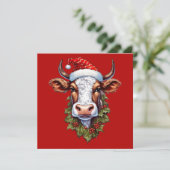 Carte de vacances Christmas Cow Flat (Debout devant)