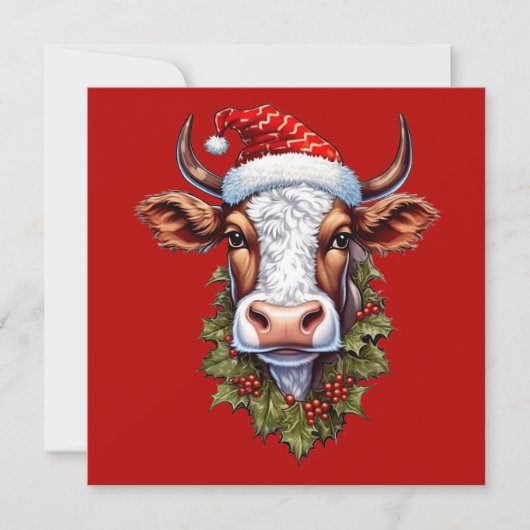 Carte de vacances Christmas Cow Flat (Devant)