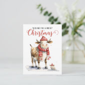 Carte de vacances Christmas Cow Pun (Debout devant)