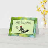 Carte de vacances Christmas Squirel Tennis (Fleur jaune)
