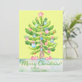Carte de vacances citron jaune Joyeux Arbre de Noë (Debout devant)
