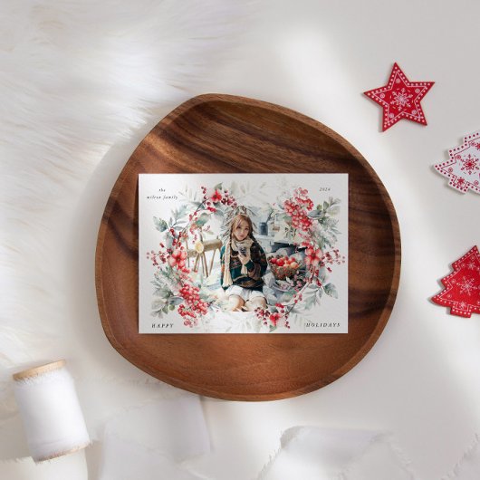 Carte de vacances classique Berries One Photo Holi