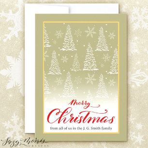 Carte de vacances classique Noël Snowy Pines