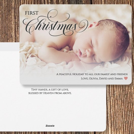 Carte de vacances Coeur de Noël pour bébé