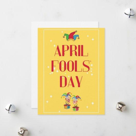 Carte de vacances colorée d'April Fools' Day (Devant/Arrière en situation)
