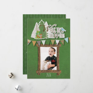 Carte de vacances cosy bois Chevron vert