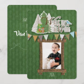Carte de vacances cosy boisée Ornement Vert (Devant / Derrière)