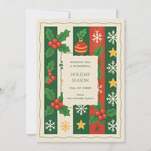 Carte de vacances couleur vert rouge blanc (Devant)