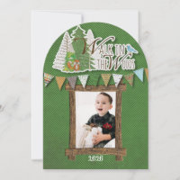 Carte de vacances Cozy Woodland Chevron vert