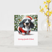 Carte de vacances customisée noir et blanc Dachshu (Fleur jaune)