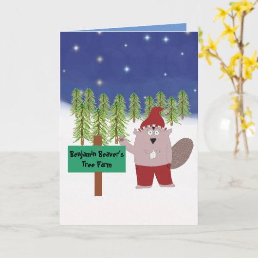 Carte de vacances Cute Beaver (Fleur jaune)