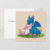 Carte de vacances Cute Dragon et Unicorn In Love (Devant / Derrière)