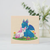 Carte de vacances Cute Dragon et Unicorn In Love (Debout devant)