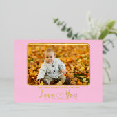 Carte de vacances Cute Rose Modèle photo Foil (Debout devant)