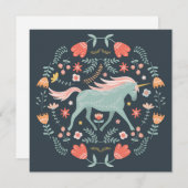 Carte de vacances Cute Scandi Unicorn (Devant / Derrière)