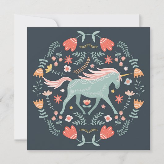 Carte de vacances Cute Scandi Unicorn (Devant)