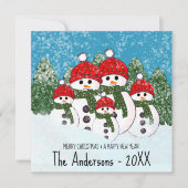 Carte de vacances Cute Snowman Family Five (Devant)