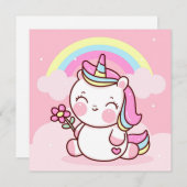 Carte de vacances Cute Unicorn (Devant / Derrière)