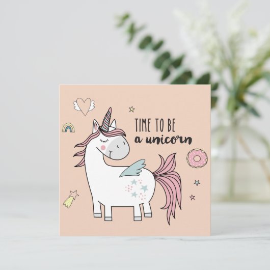 Carte de vacances Cute Unicorn (Debout devant)