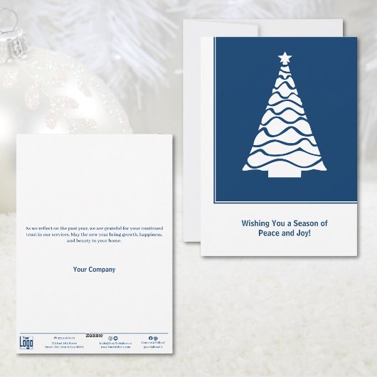 Carte de vacances d'affaires Blue & White Christma