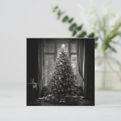 Carte de vacances d'arbre de Noël noir et blanc (Debout devant)