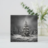 Carte de vacances d'arbre de Noël noir et blanc (Debout devant)