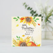 Carte de vacances d'automne Bonjour (Debout devant)