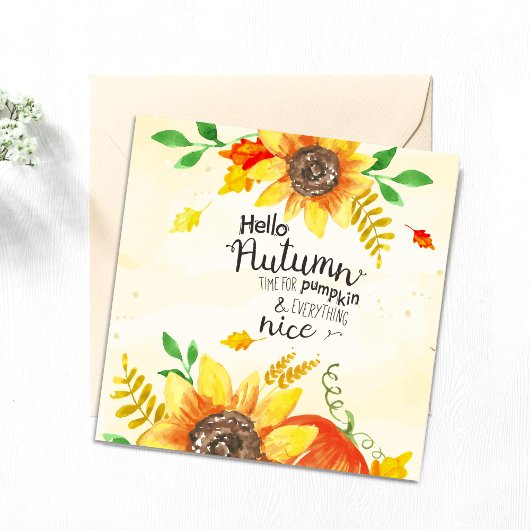 Carte de vacances d'automne Bonjour