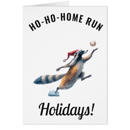 Carte de vacances de baseball pour raton laveur – (Devant)