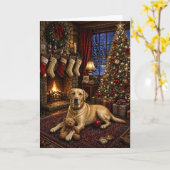 Carte de vacances de Buddy le Labrador Retriever j (Fleur jaune)