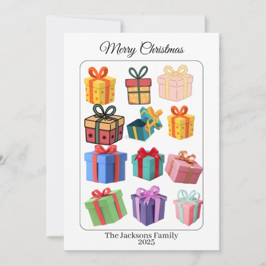 Carte de vacances de cadeaux colorés minimaux (Devant)