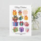 Carte de vacances de cadeaux colorés minimaux (Debout devant)