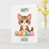 Carte de vacances de chat rayé (Fleur jaune)