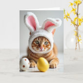 Carte de vacances de chat roux mignon (Fleur jaune)