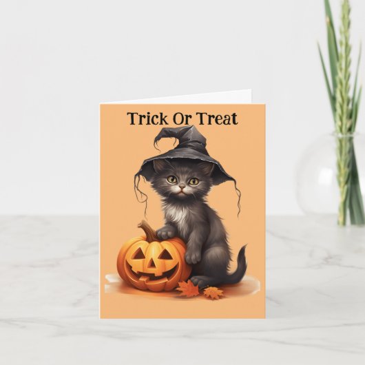 Carte de vacances de chaton dans le chapeau de sor (Devant)