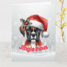 Carte de vacances de chien Boxer Jingle Paws