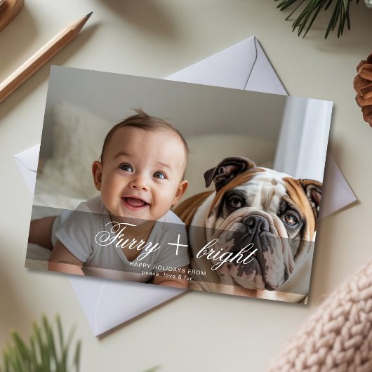 Carte de vacances de famille enneigée Furry & Brig