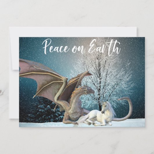 Carte de vacances de fantasy Dragon Licorne Paix s (Devant)
