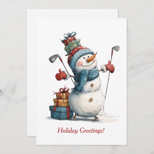 Carte de vacances de golfeur (Devant / Derrière)