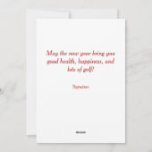 Carte de vacances de golfeur (Dos)