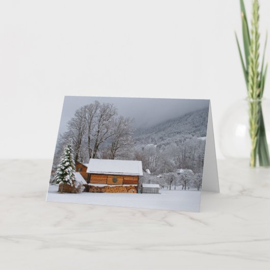 Carte de vacances de grange d'hiver (Devant)